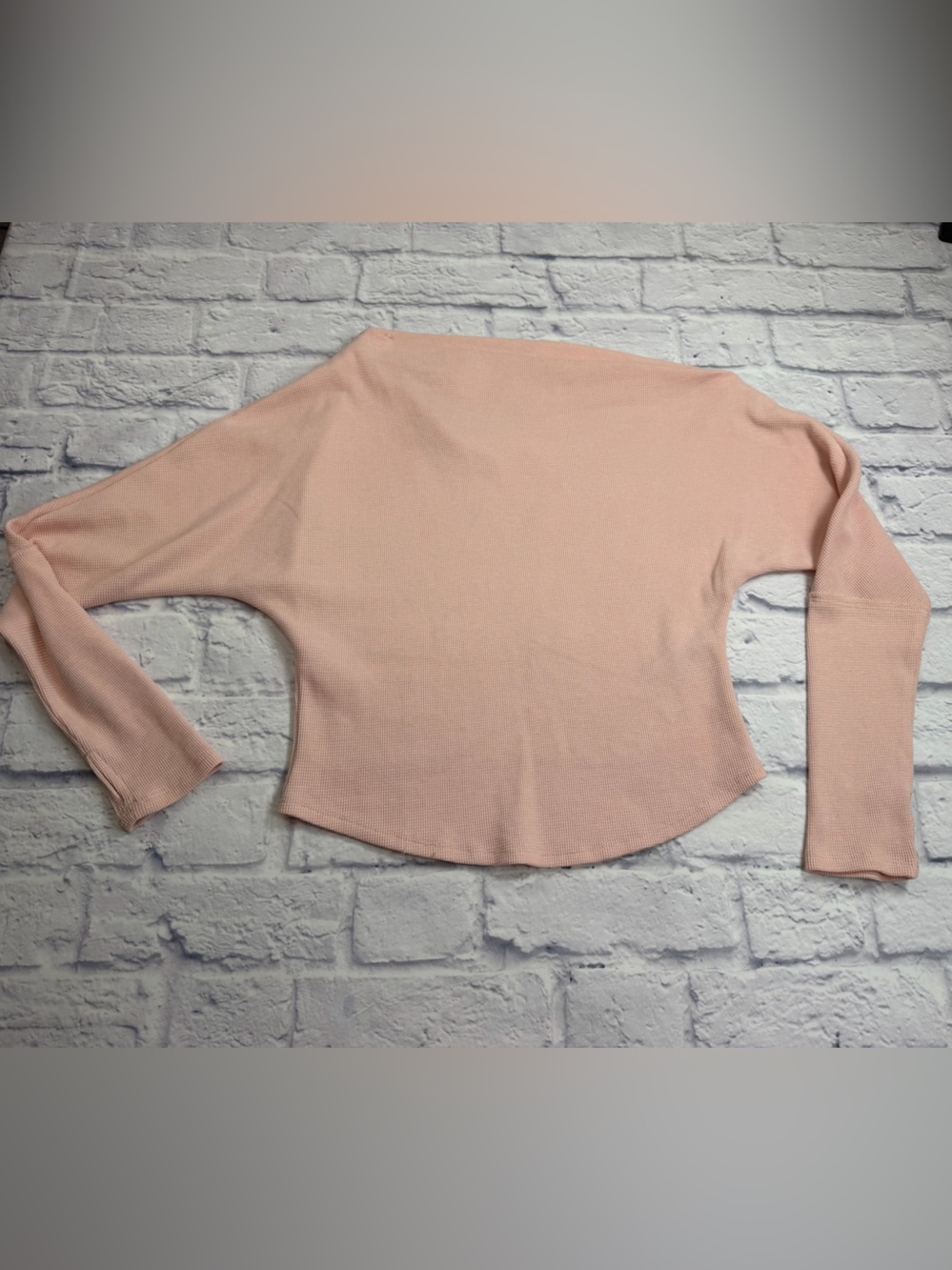 We The Free Light Pink Waffle Knit Long Sleeve Top. Size Small.